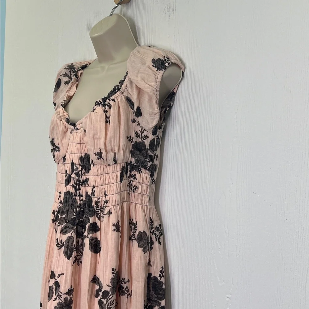Free People - NWT Forget ME Not Short Sleeve Floral Tie Back Maxi Dress Large